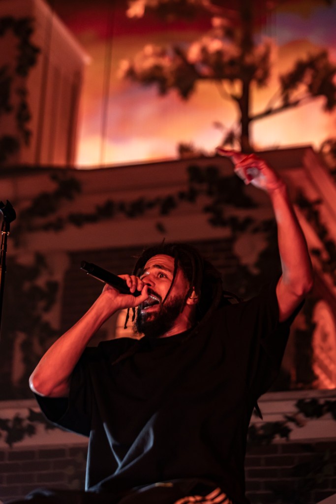 J. Cole performing live at Ball Arena in Denver, Colorado on August 21.