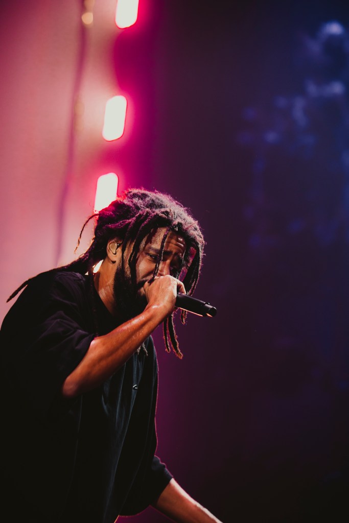 J. Cole performing live at Ball Arena in Denver, Colorado on August 21.
