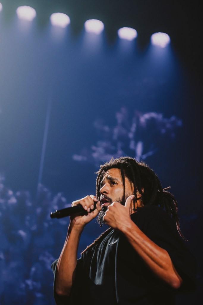 J. Cole performing live at Ball Arena in Denver, Colorado on August 21.