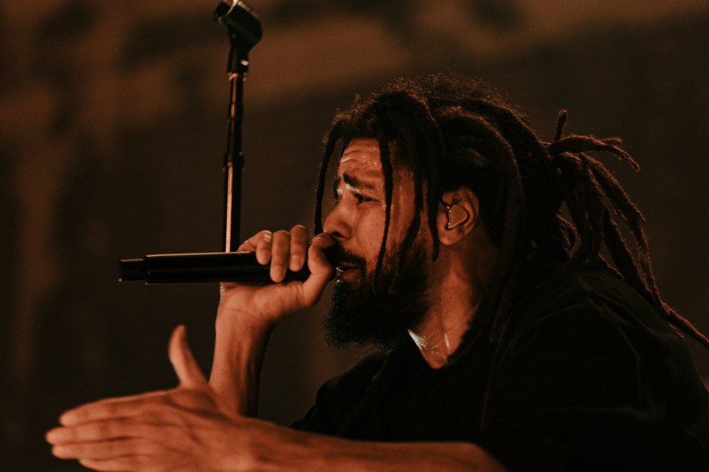 J. Cole performing live at Ball Arena in Denver, Colorado on August 21.