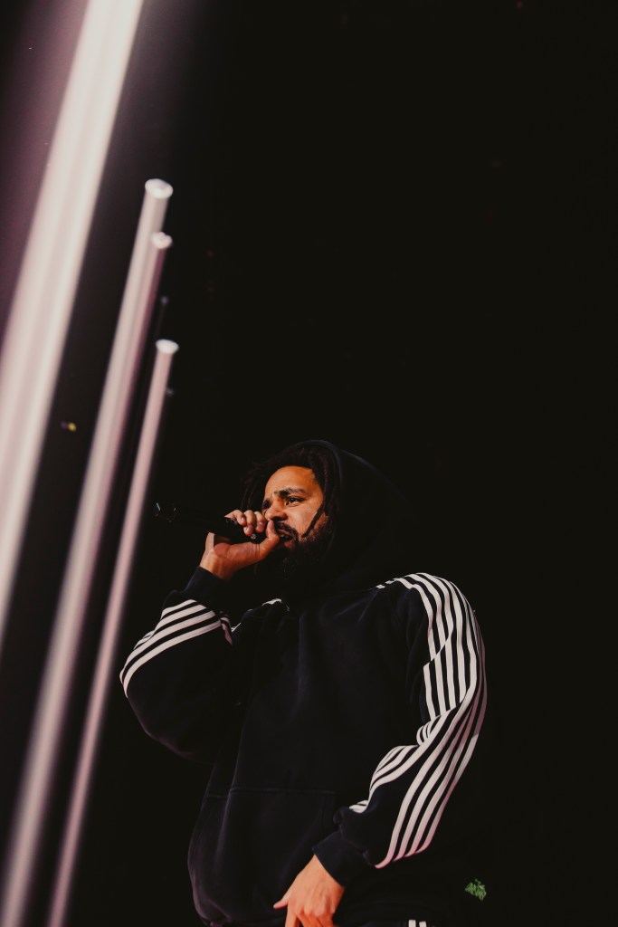 J. Cole performing live at Ball Arena in Denver, Colorado on August 21.