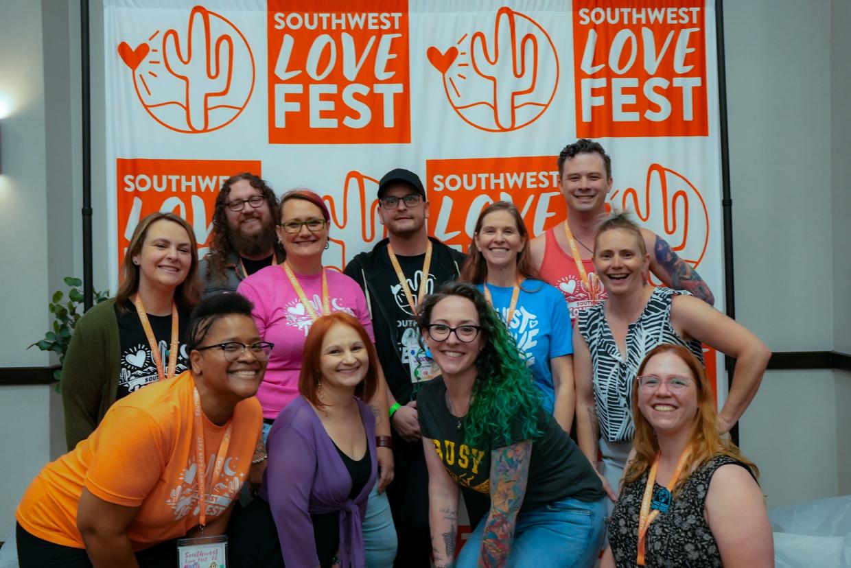 People pose together at the Southwest Love Fest