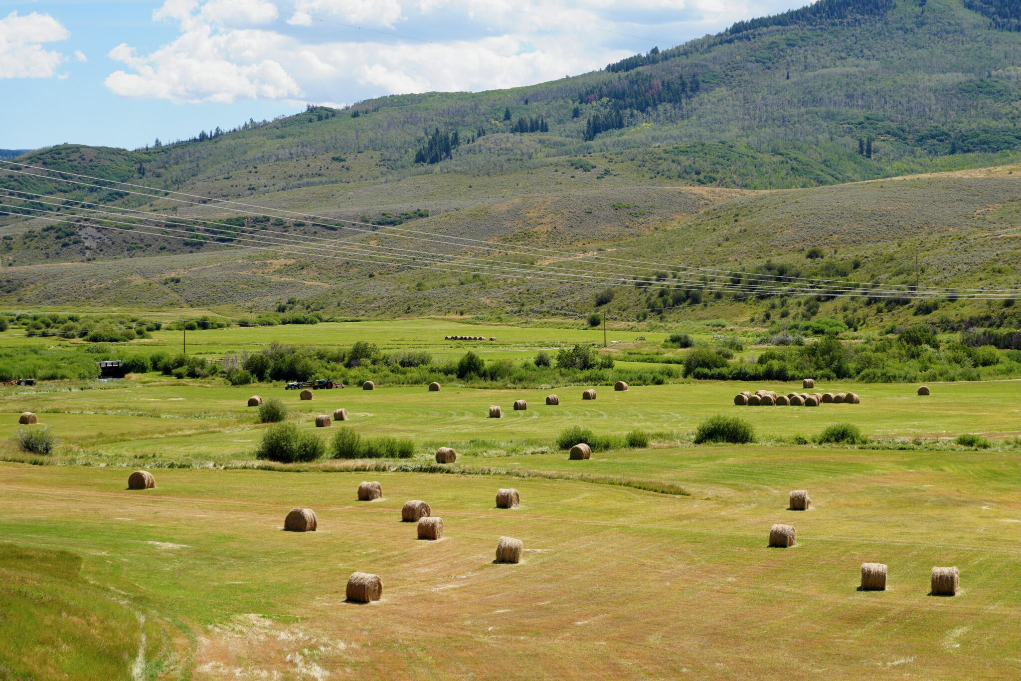 Hay bales lie in pastures near Stagecoach Reservoir in Routt County this week.