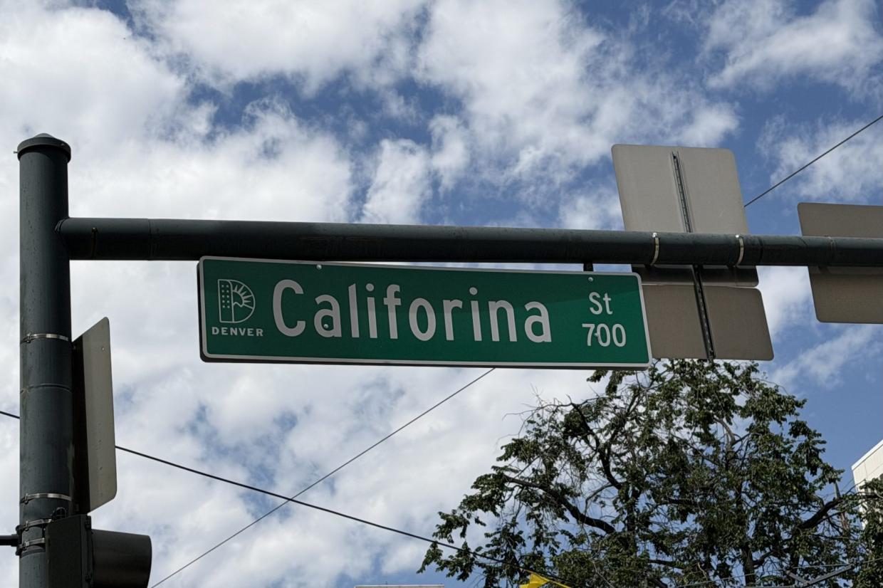misspelled california street sign in downtown denver