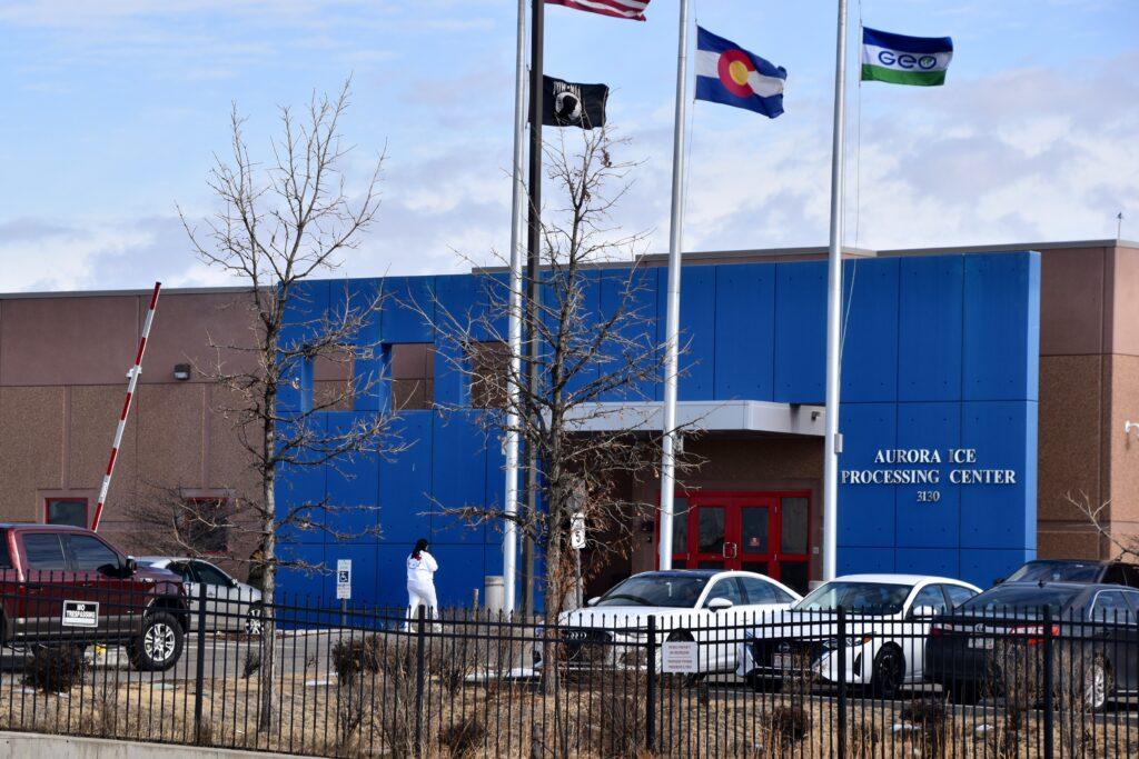 The Immigration and Customs Enforcement detention center in Aurora, operated by private prison firm GEO Group, pictured on Jan. 30, 2025.