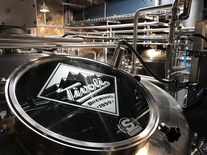 Stainless steel brewery brewing equipment.
