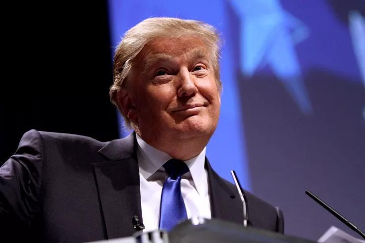 Donald Trump against blue background