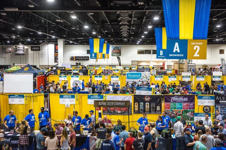 Large crowd at a beer festival.