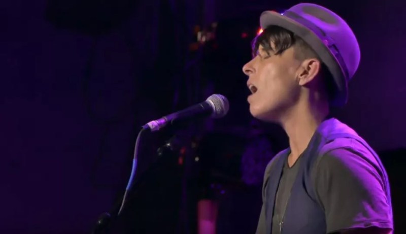 a person at a microphone