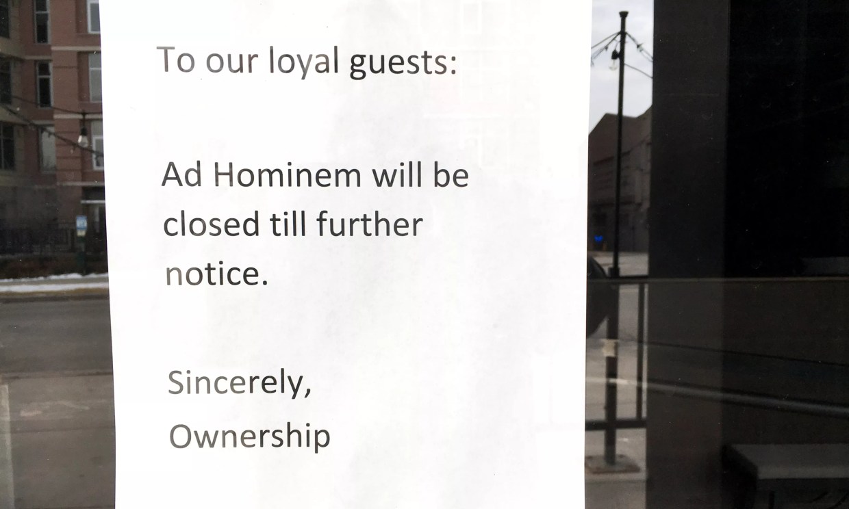 Ad Hominem Closes “Till Further Notice”
