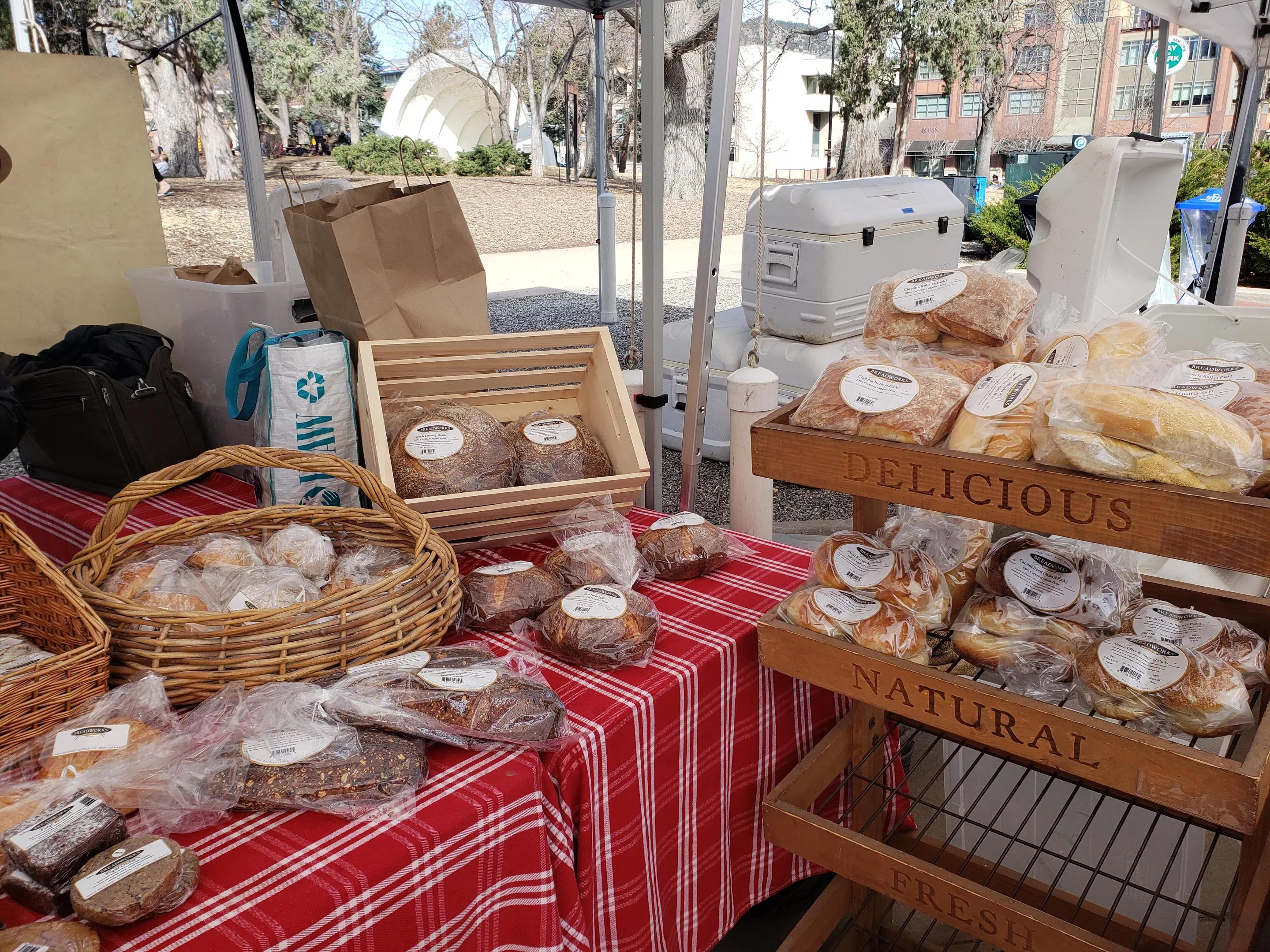 various loaves of bread on tables