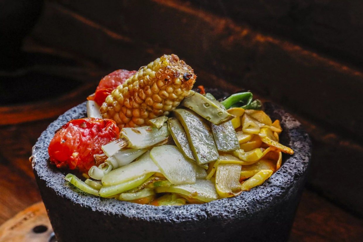 A mortar of vegetables