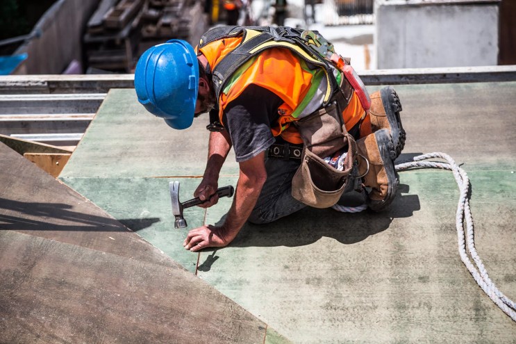 A construction worker at work.