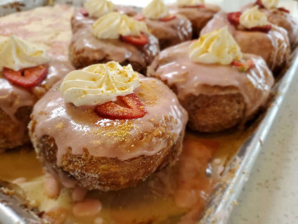 doughnuts with pink frosting