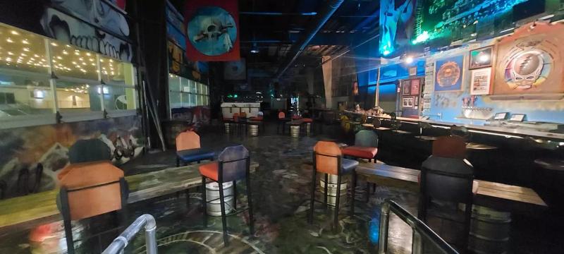 the inside of a bar