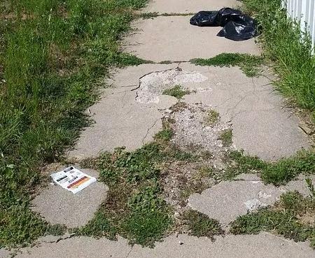 A cracked sidewalk