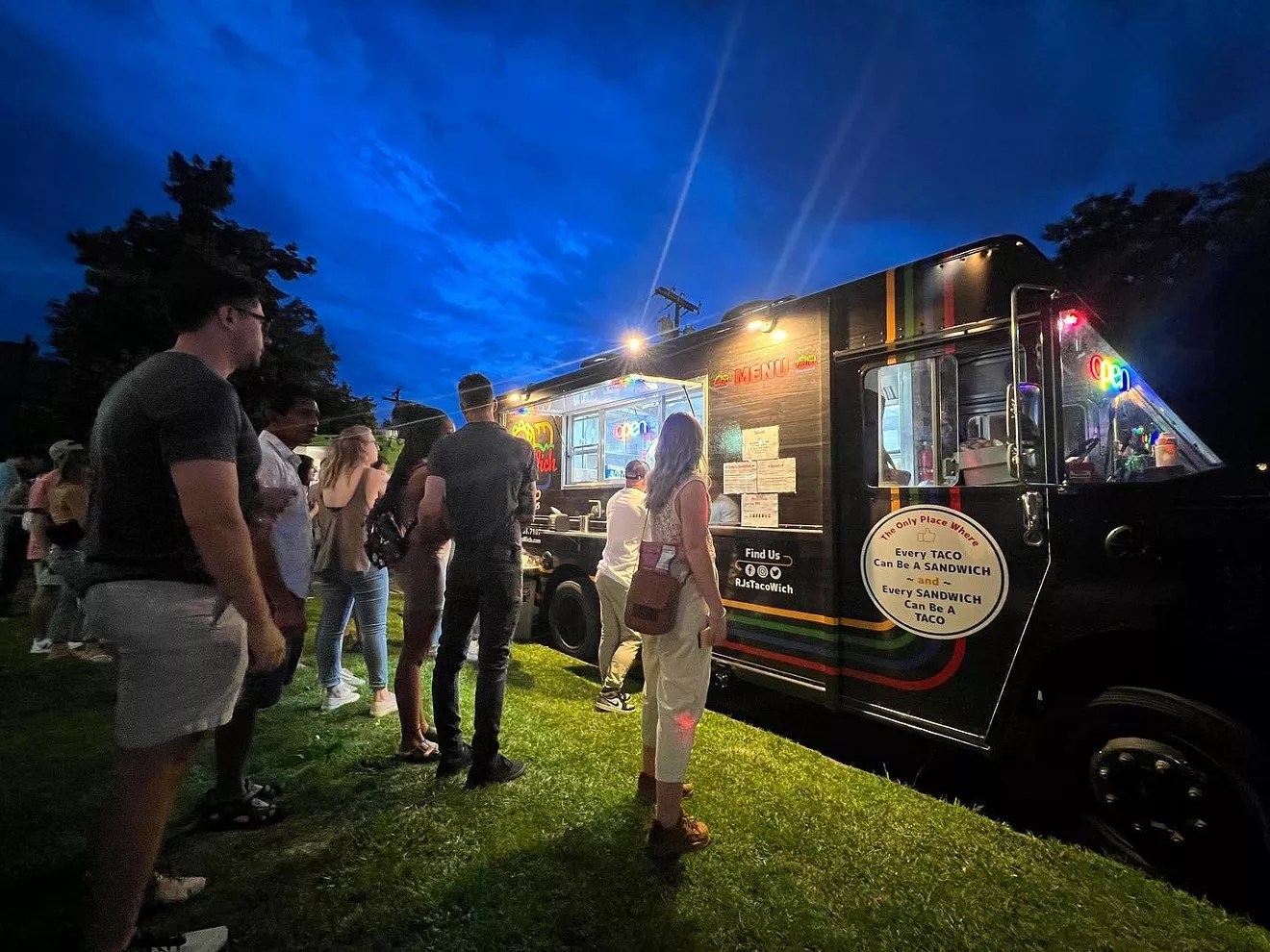 a food truck at night