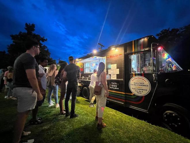 a food truck at night