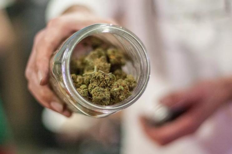 Open jar of cannabis