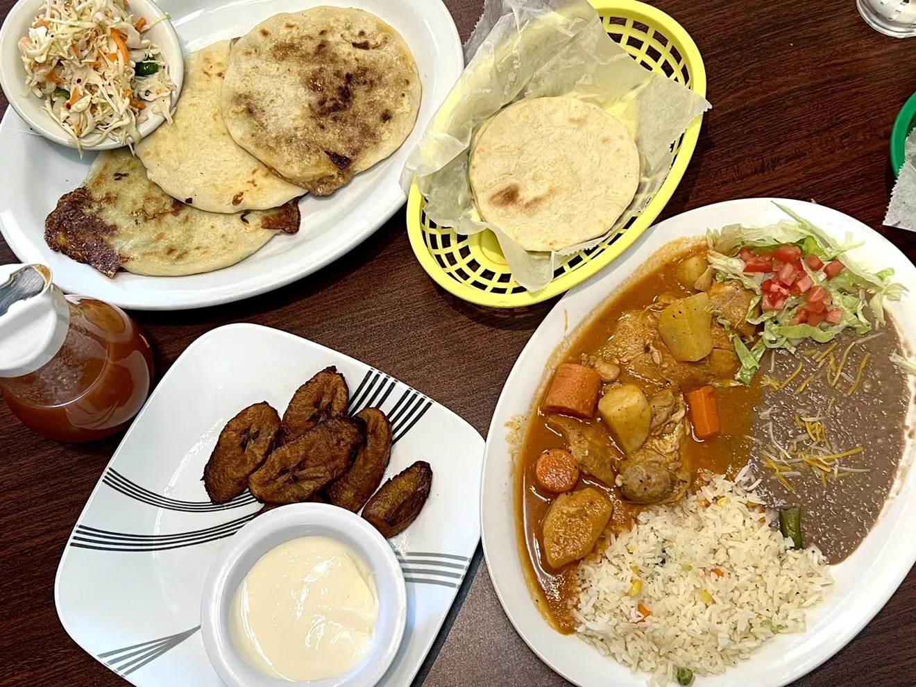 a variety of food on plates
