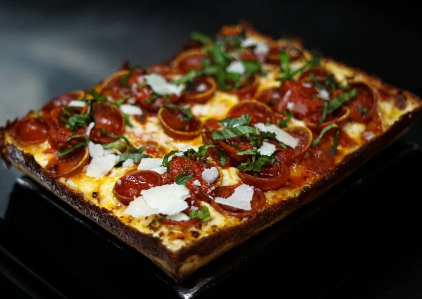 a rectangular pizza