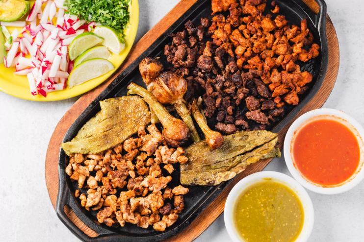 a platter of various taco meats