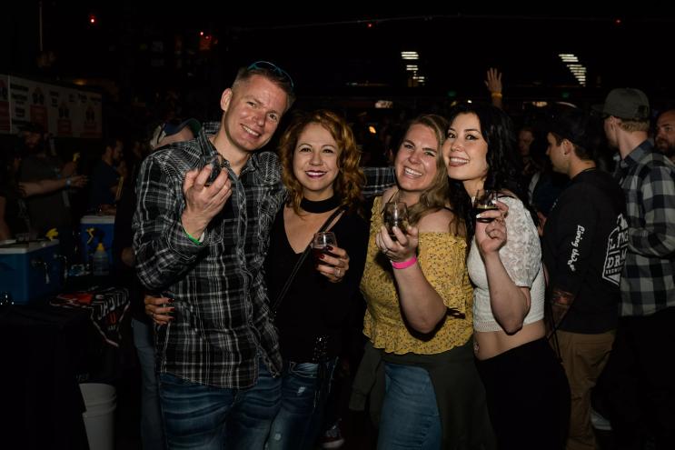Festival goers posing for a photo.