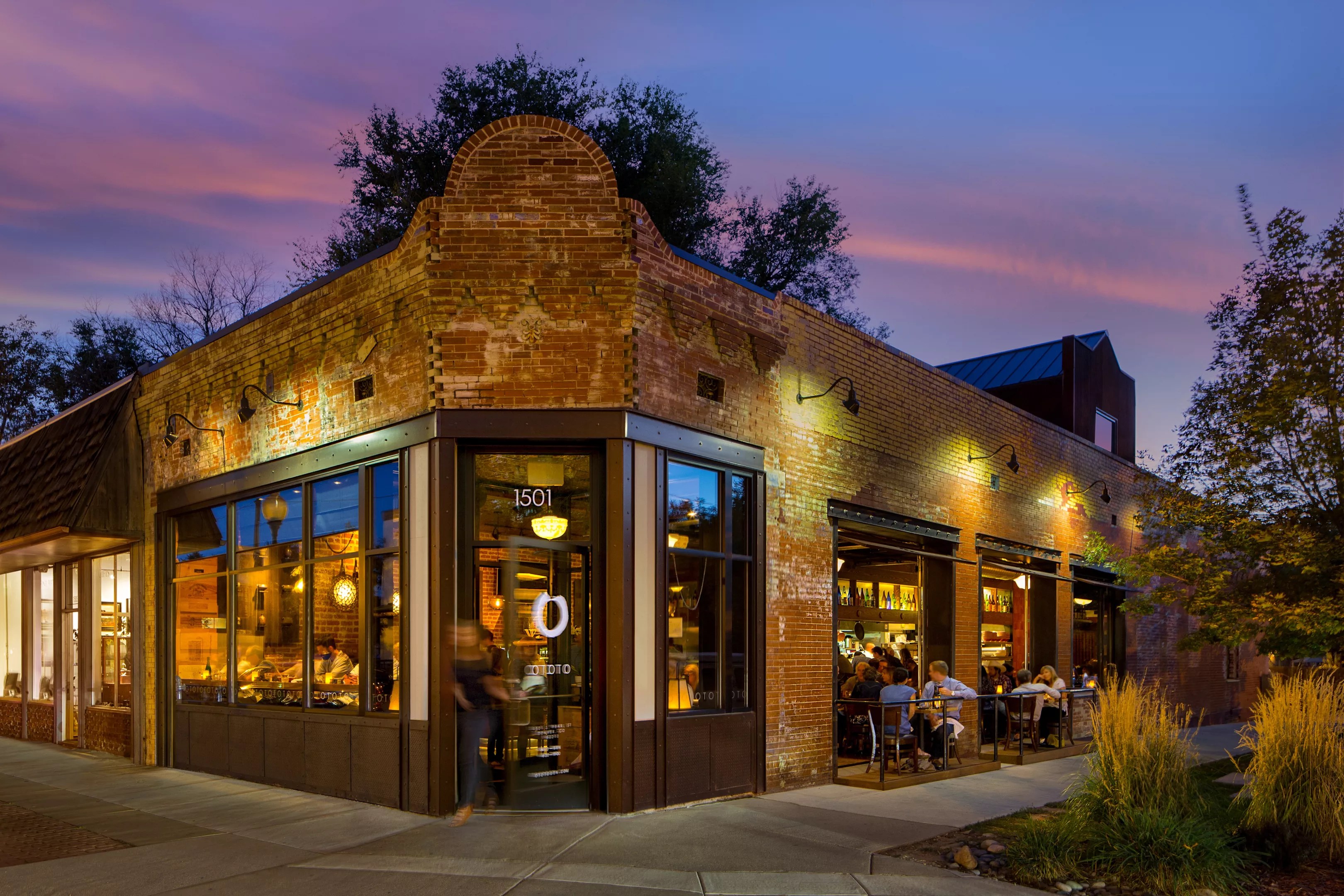 exterior of Ototo building at sunset