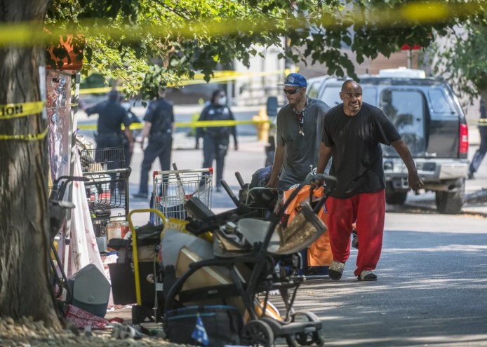 homeless encampment sweep denver capitol hill