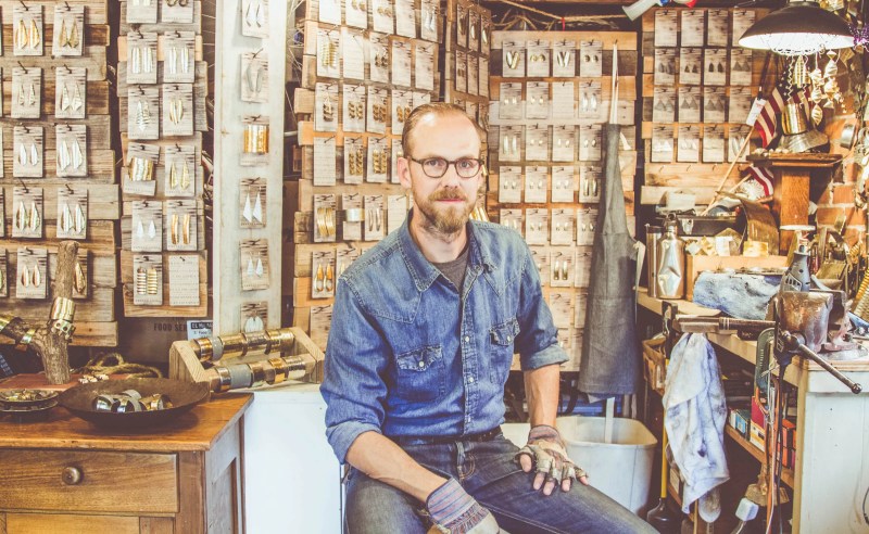 man in denim shirt