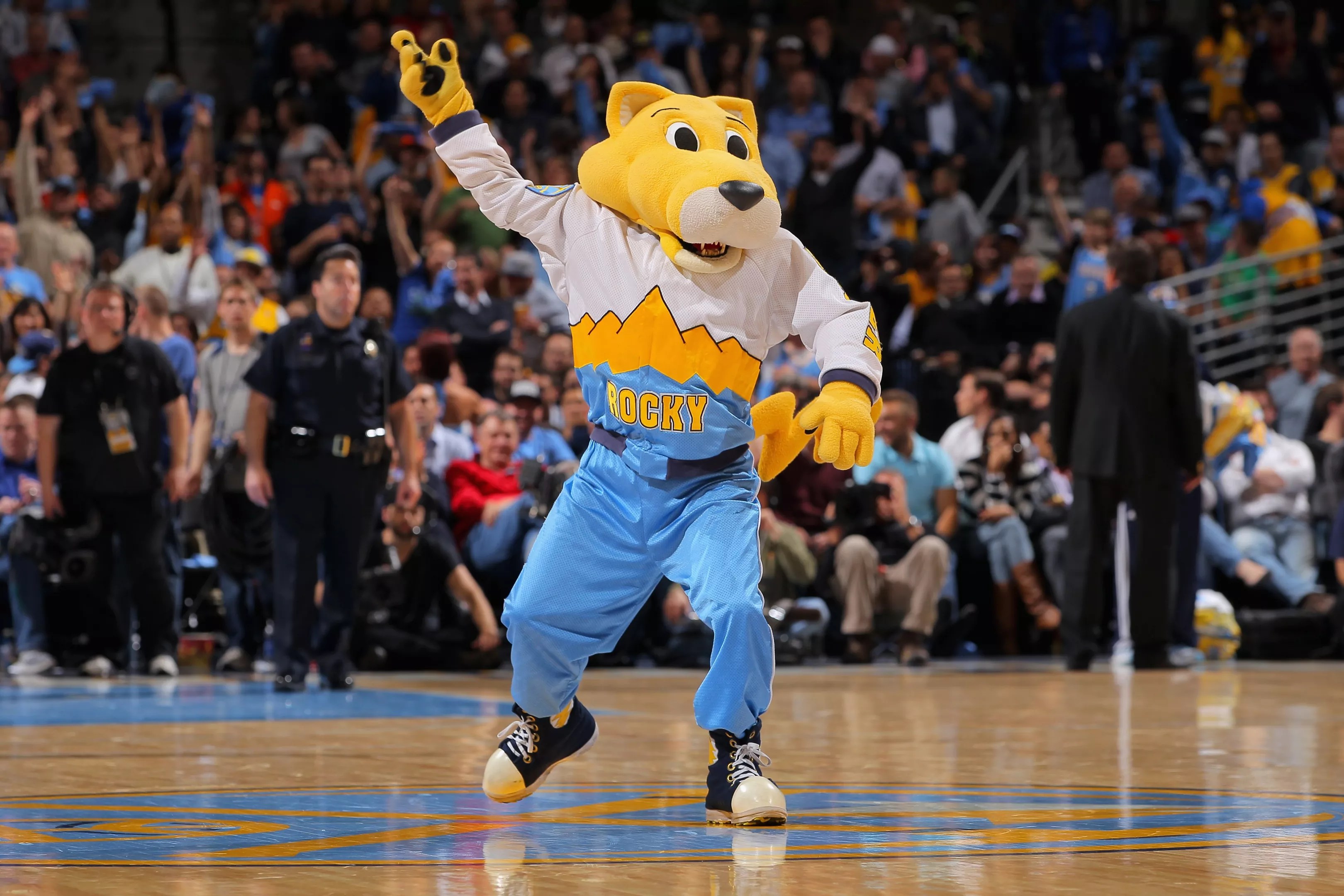 Rocky the Denver Nuggets mascot.