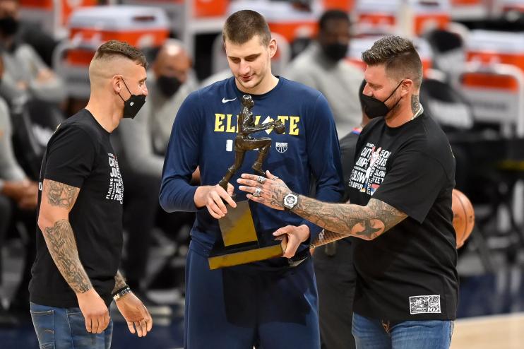 Nemanja and Strahinja Jokic celebrating Nikola Jokic's MVP win in Denver, Colorado on June 11, 2021.