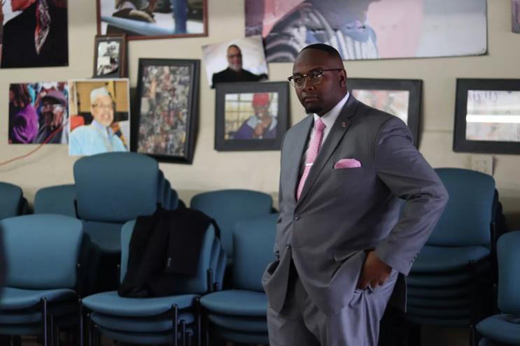 Auon'tai Anderson before a press conference at Brother Jeff's Cultural Center in late March.