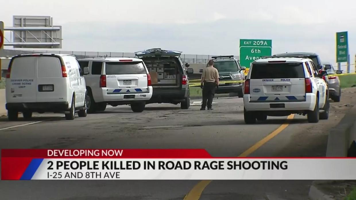 I-25 scene after road-road incident, cop cars