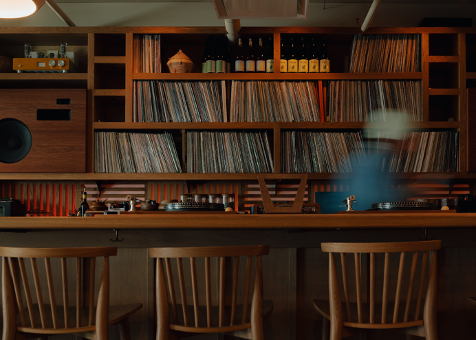 shelves of records