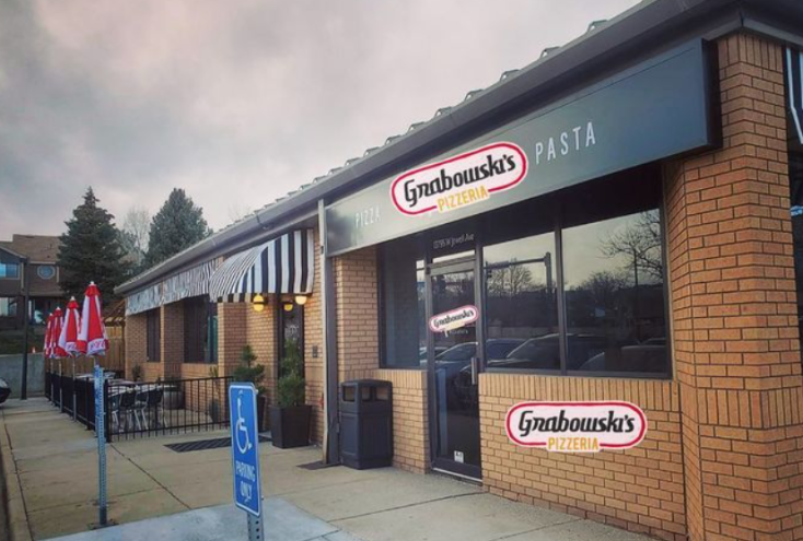 front view of a brick building