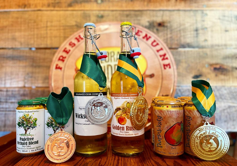 bottles of cider with medals on them