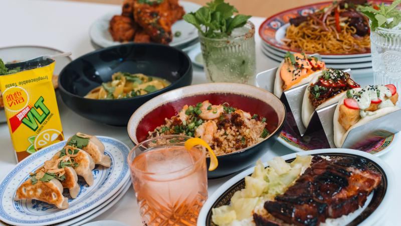 various food on plates