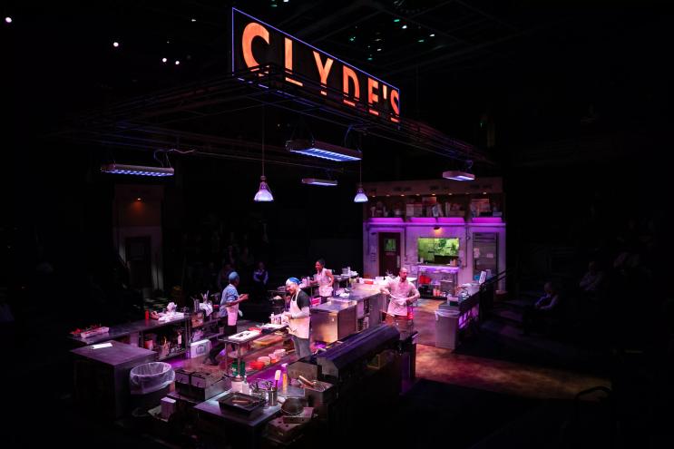 a kitchen on a theater stage
