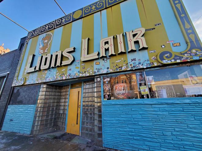 front of a bar