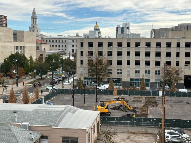 Excavation is underway at the former 1375 Elati Street parking lot.