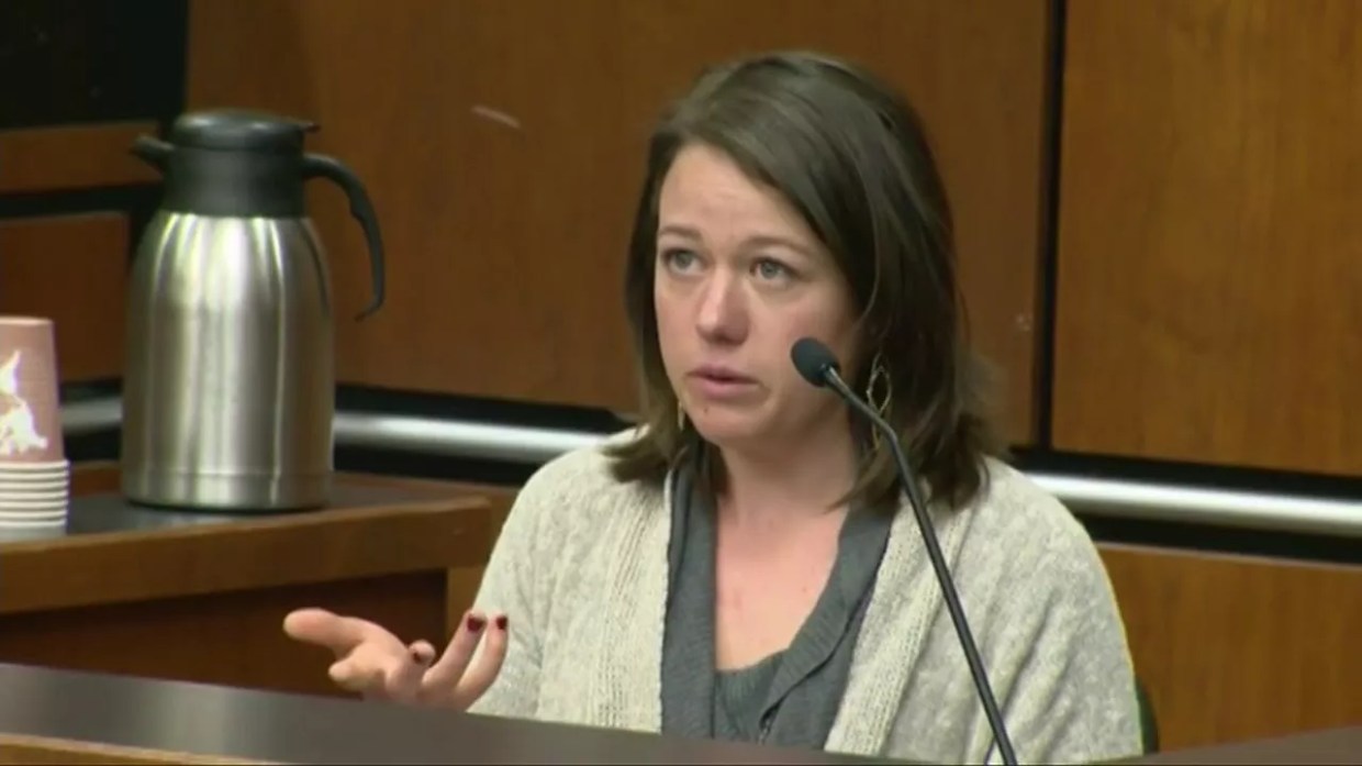 woman testifying