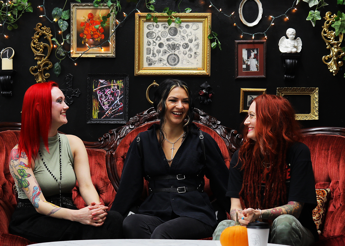 three women smiling