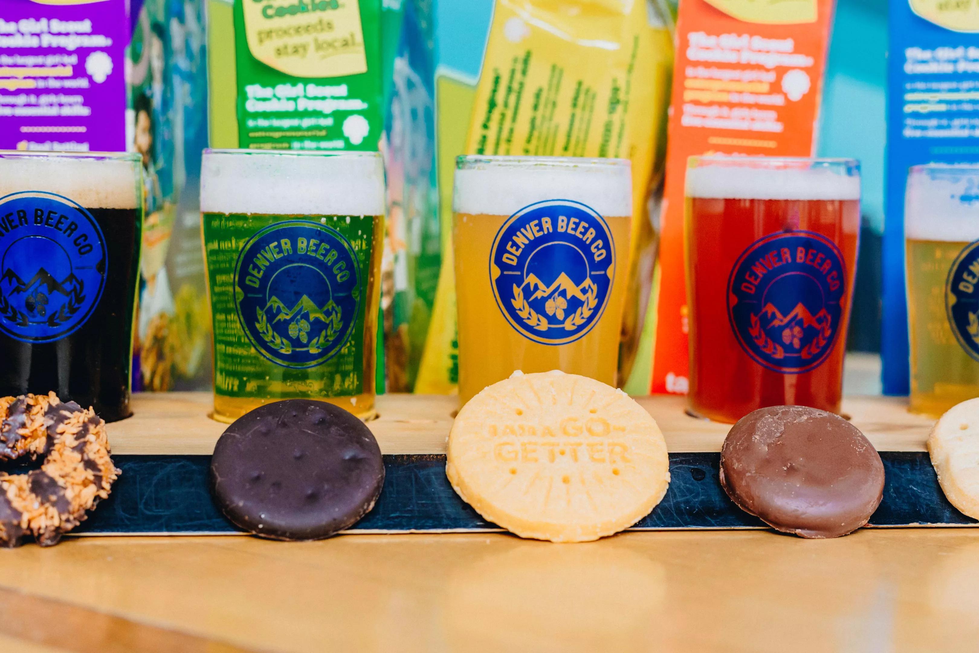 GIrl scout cookies paired with beers.