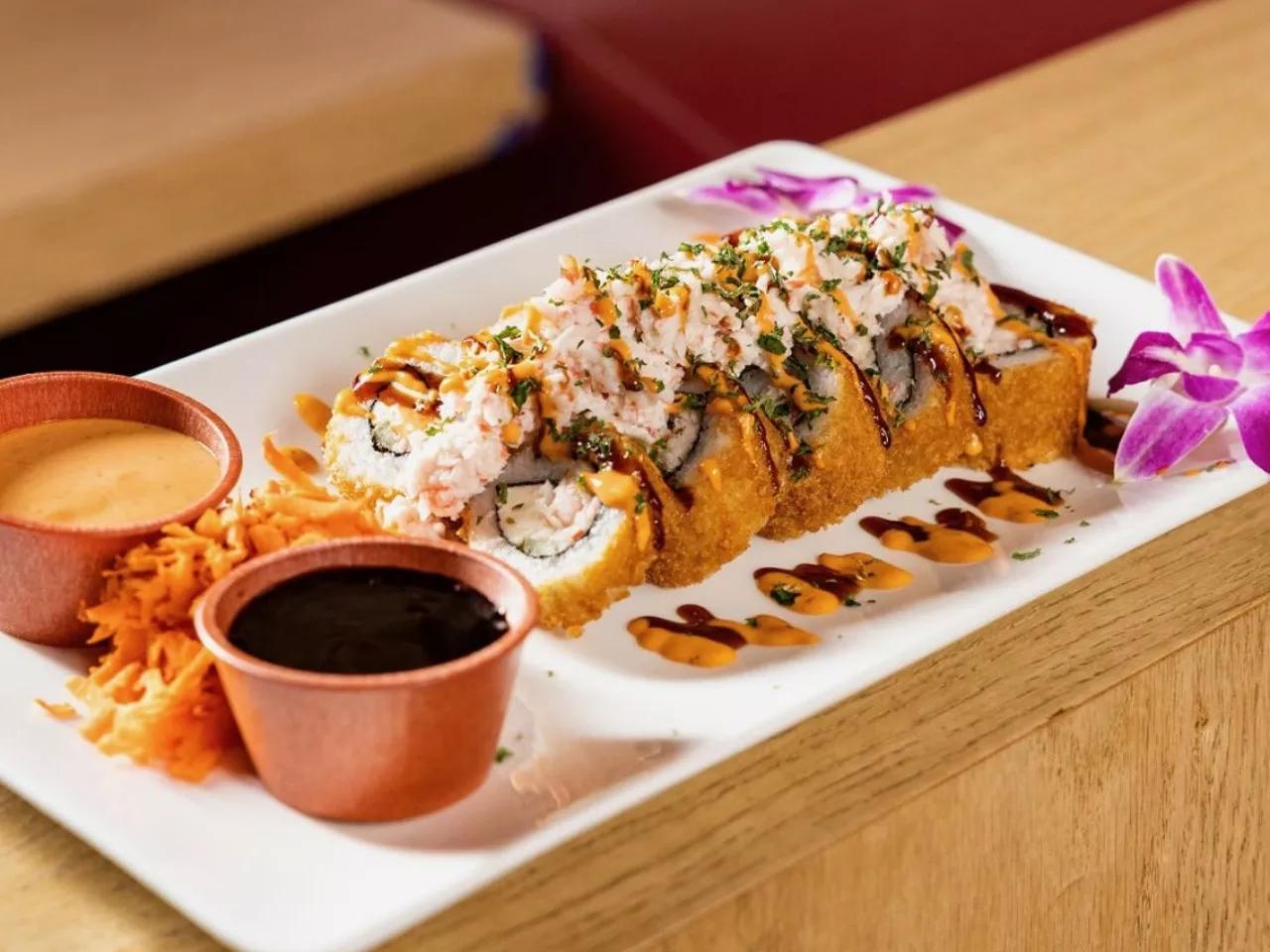 a sushi roll on a plate