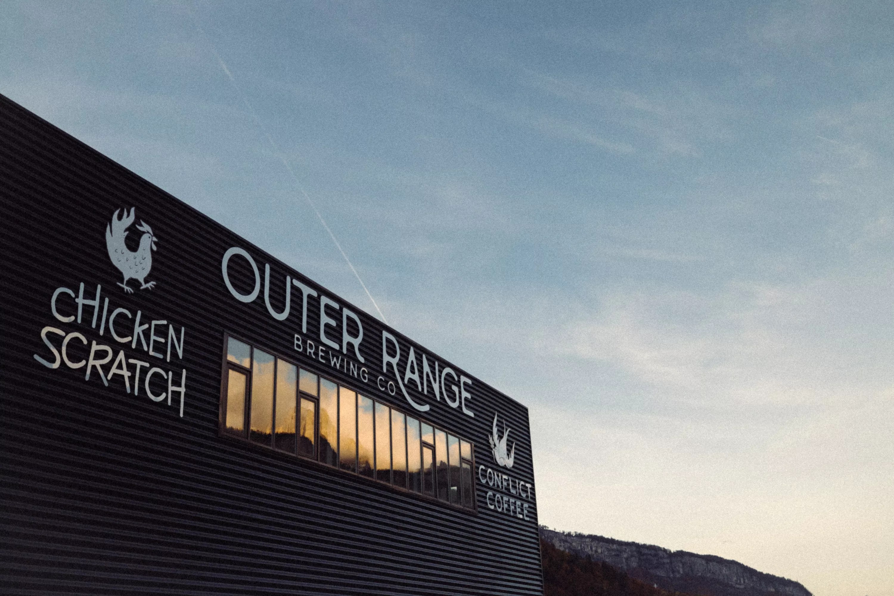 exterior of a building at sunset