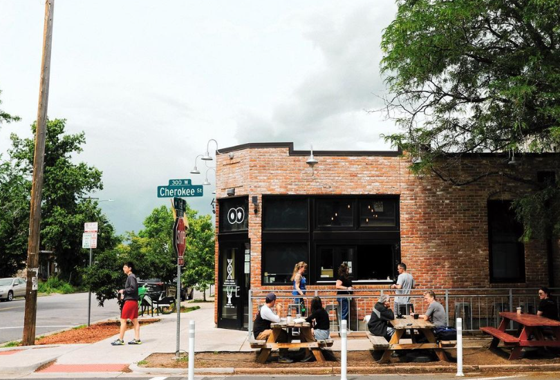 exterior of a brick building