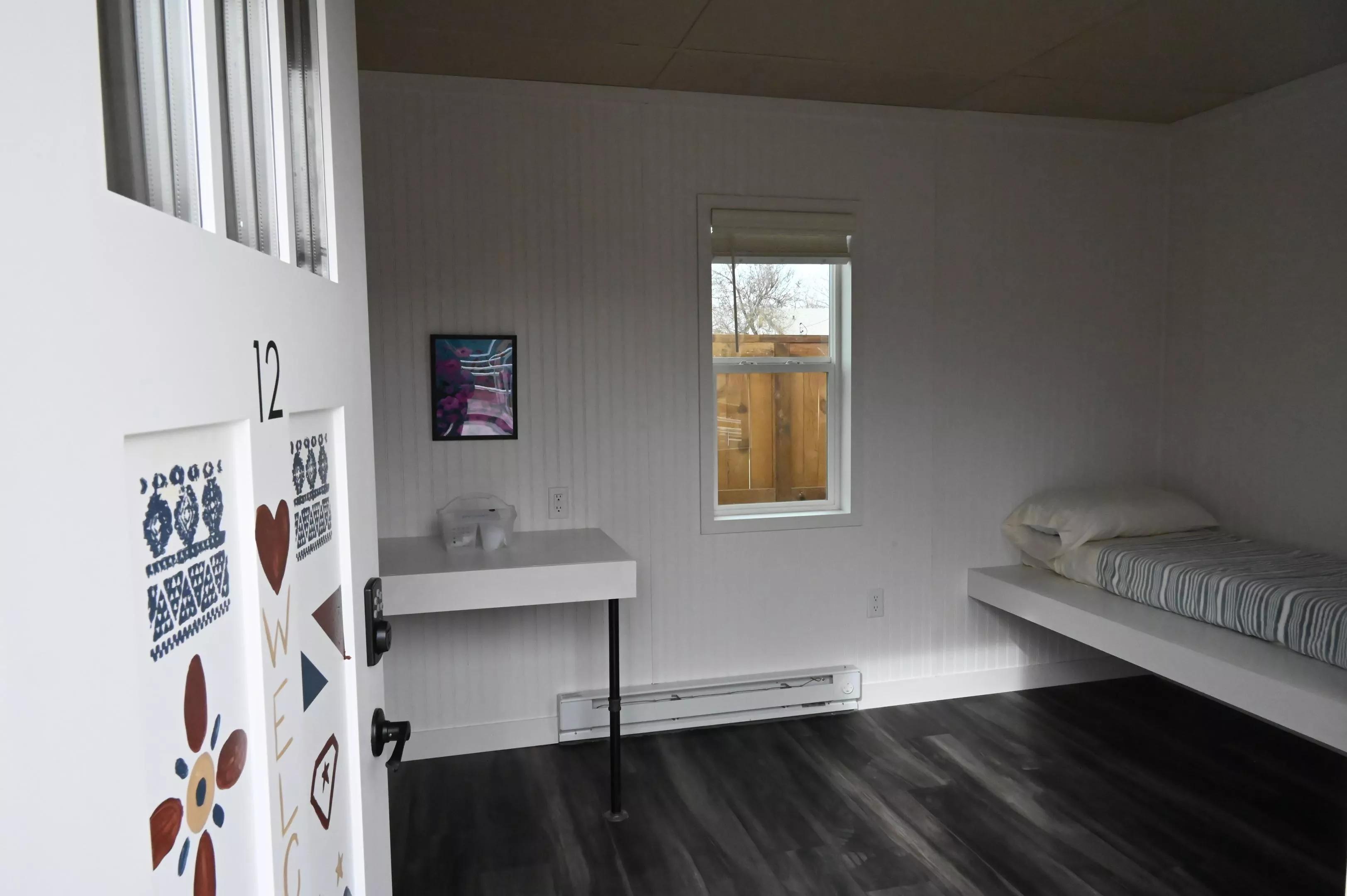Inside of a micro-community space for the homeless in Denver