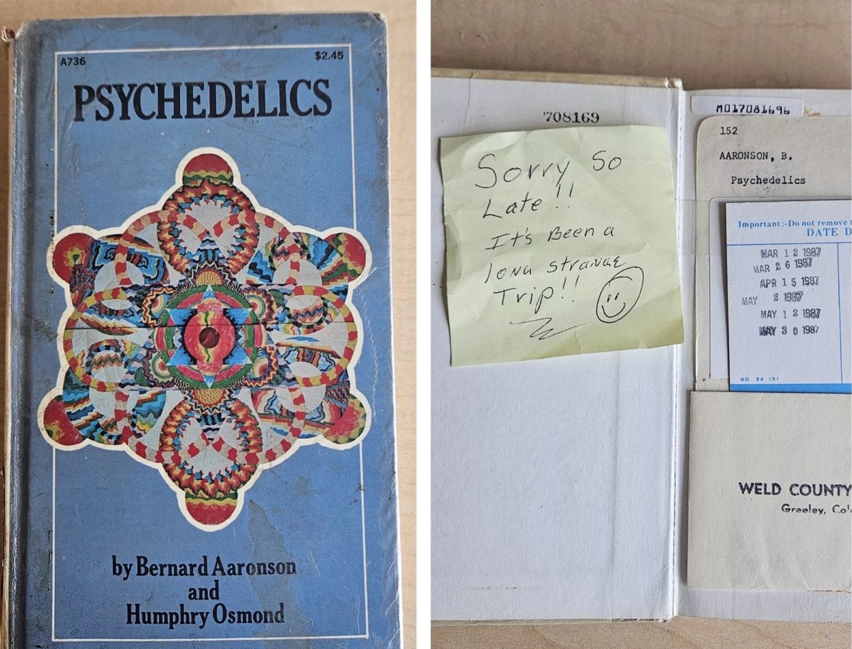 Overdue blue Psychedelics library book