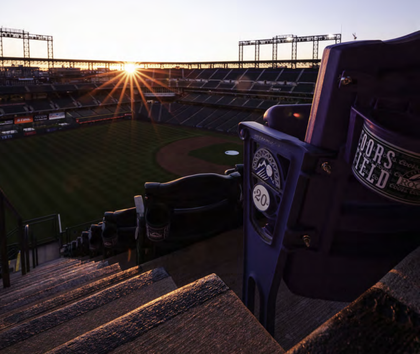 Coors Field at sunset.